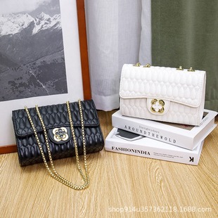 工厂广州小方包女士新款小香风菱格链条包单肩洋气斜挎百搭大容量详情9