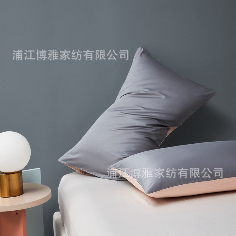 New Product 2022 Light Luxury Pair Pillowcase, 60-count long-staple cotton AB panel design, double-piece universal pillowcase wholesale pic 23