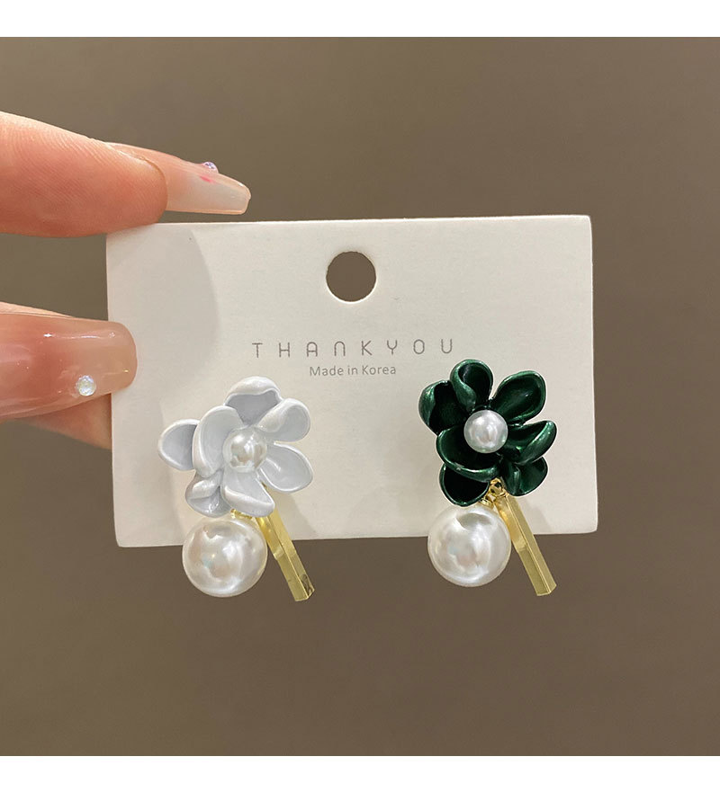 银针不对称栀子花耳环女设计感小众百搭珍珠耳钉冷淡风气质耳饰品详情18