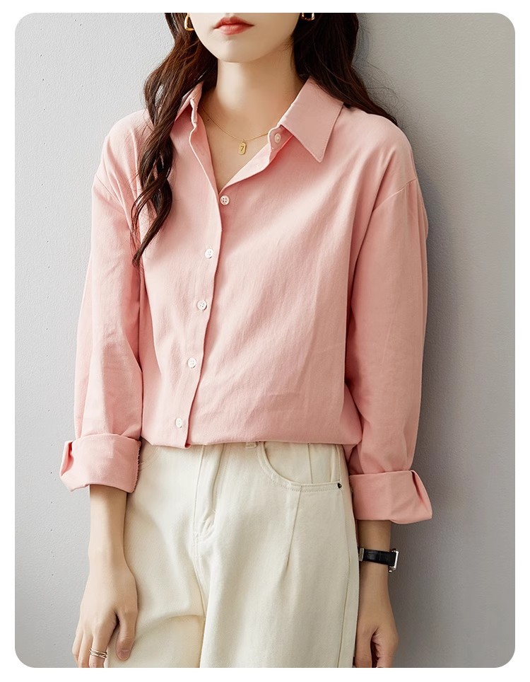 2024秋季纯色衬衫女休闲时尚百搭衬衣韩系通勤外套上衣详情18