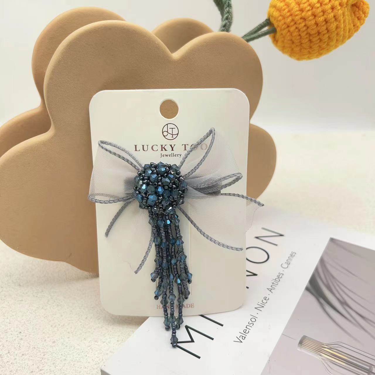 发夹LT10463水晶串珠流苏莎莎蝴蝶结儿童发饰发夹详情3