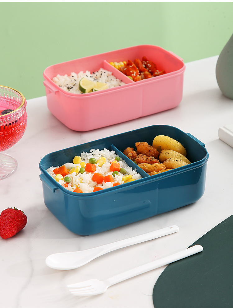 ins风微波炉加热塑料密封防漏分格带盖餐具饭盒 轻食沙拉盒酱料盒详情15