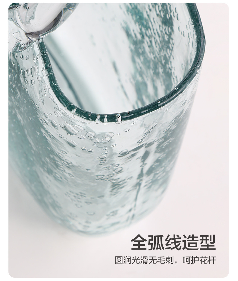 新款玻璃手提包包透明花瓶插画创意桌面摆件跨境品泡泡瓶手提篮水晶工艺品详情3