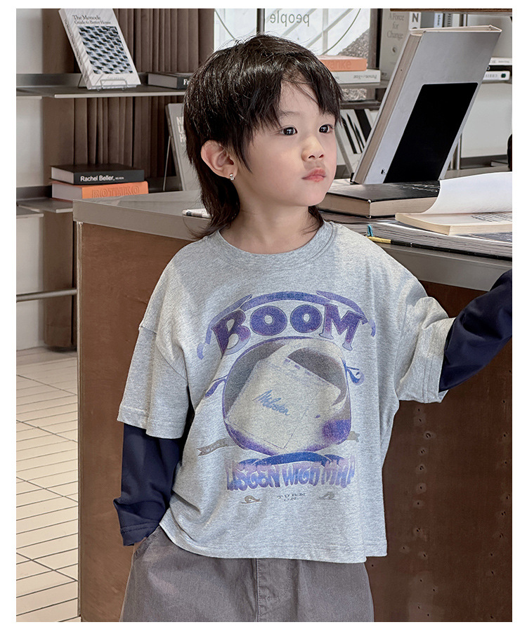 儿童春秋百搭时尚洋气印花圆领打底宽松长袖T恤242196详情3