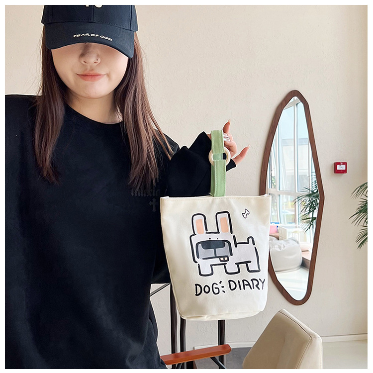 上班族便携妈咪帆布包购物学生可爱水桶型手拎便当带饭盒手提包女详情16