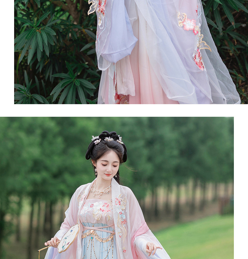 国潮醉梦夕风原创昭月诃子裙唐制齐胸汉服女大袖夏季新款仙气重工刺绣详情11