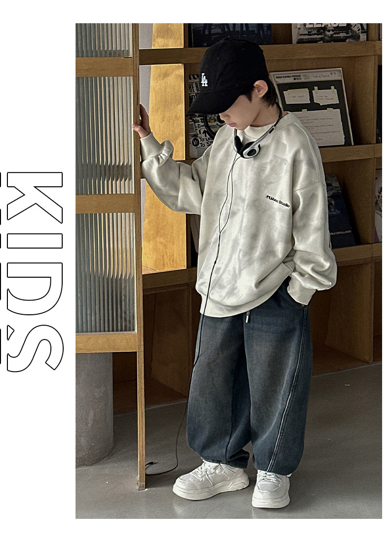 男童春装浅白色卫衣春秋款2025春季新款儿童炸街上衣中大童痞帅男详情18