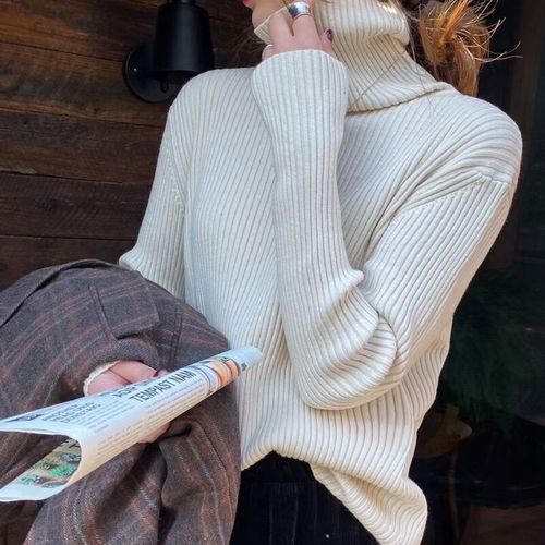 半高领纯色女式针织衫2022秋冬新款毛衣女修身百搭针织打底衫批发详情8