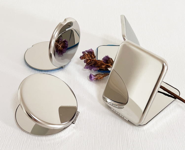 Stainless steel unbreakable small mirror, portable double-sided makeup mirror, diy logo engraving, 2022 new style mirror pic 7