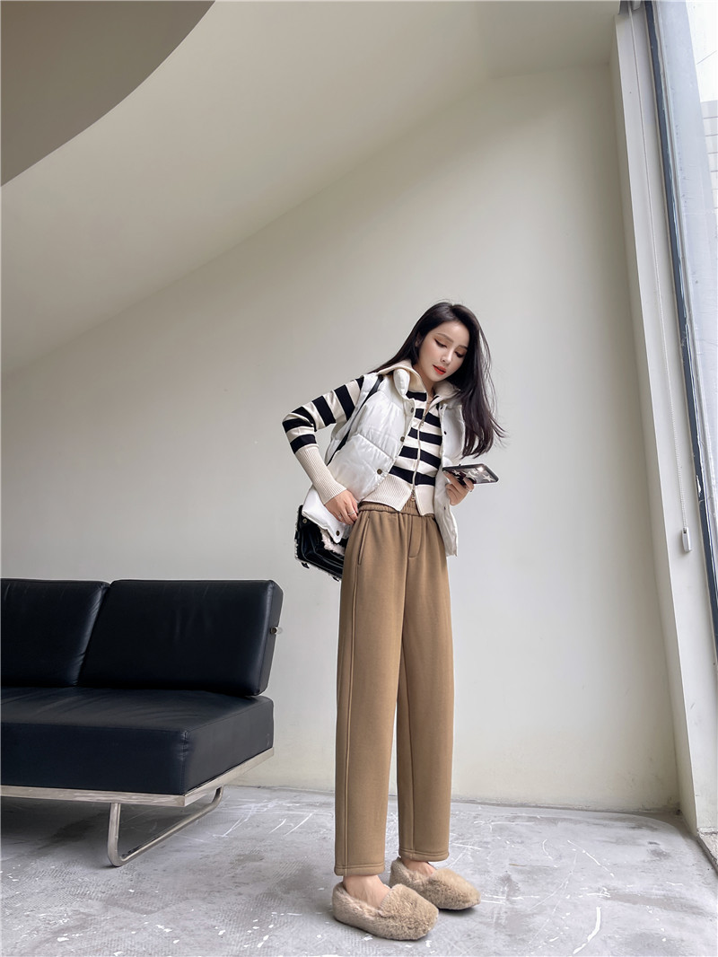 【温暖一条过冬】巨显瘦好搭的毛呢裤女加绒加厚显瘦高腰九分裤详情11