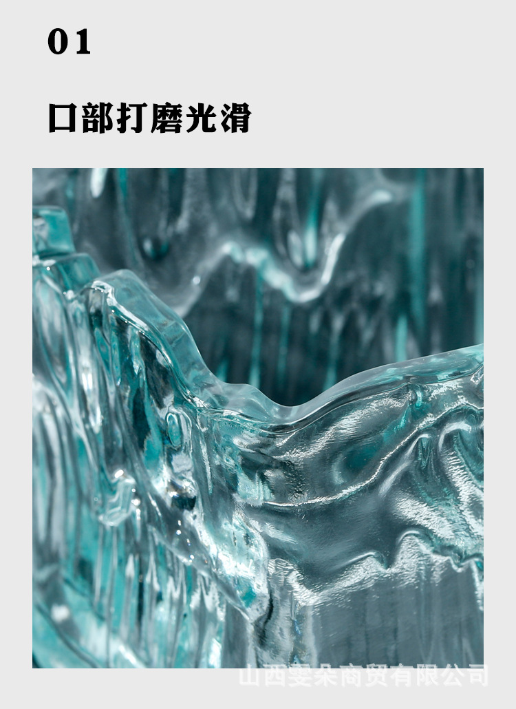 Wholesale glacier pattern square vases, modern and simple ins Spanish-style glass square vases, hydroponic ornaments pic 6