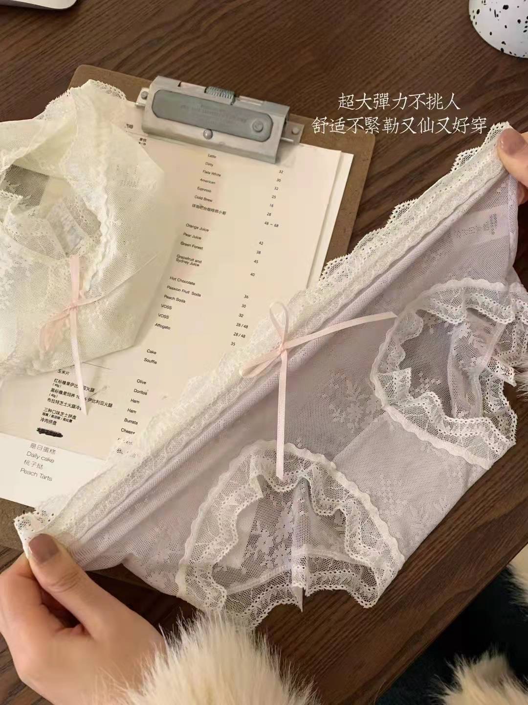 性感纯欲风蕾丝内裤女无痕心机网纱内裤纯棉高弹力中腰女士三角裤详情11