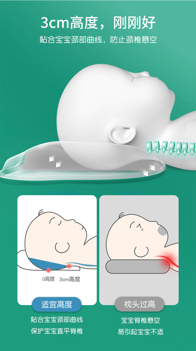 New rectangular baby-shaped pillow for 1-3 years old, detachable and washable. Customized upgraded hydrophilic cotton baby pillow pic 4