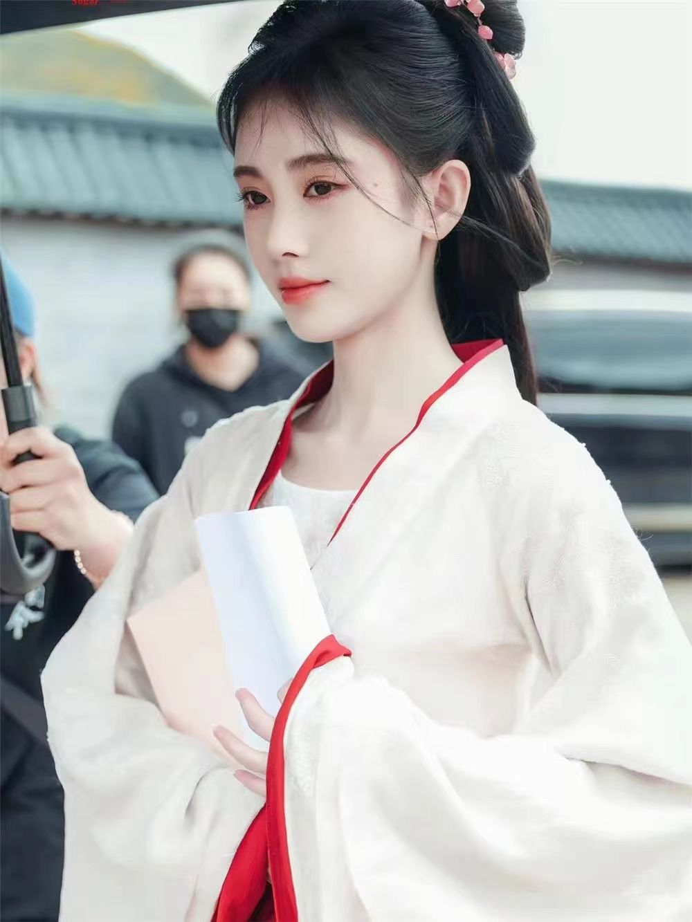 国潮花间令鞠婧祎同款影视古装汉服女2024新款魏晋风交领齐腰直裾襦裙详情9