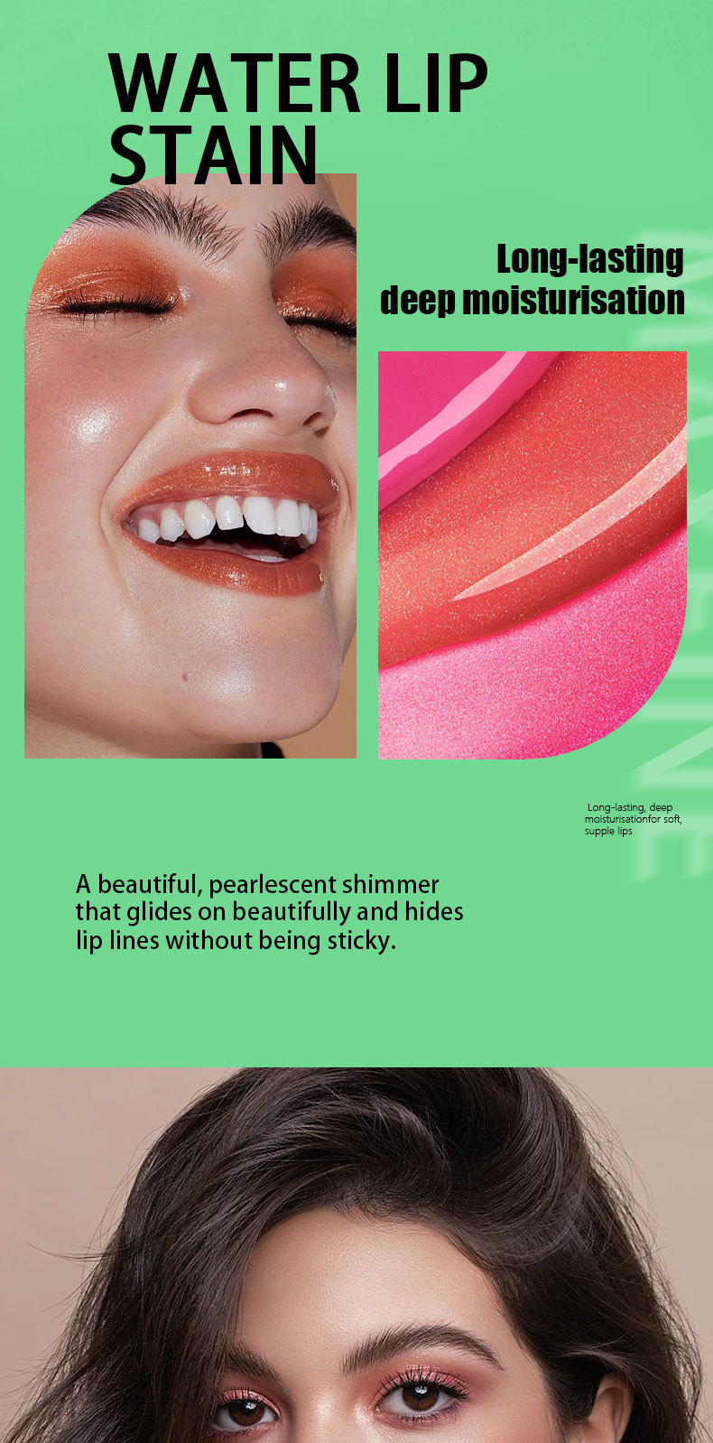 MAXFINE绿色唇釉套装批发唇蜜唇彩口红镜面水雾不粘杯lip gloss专供外贸详情3