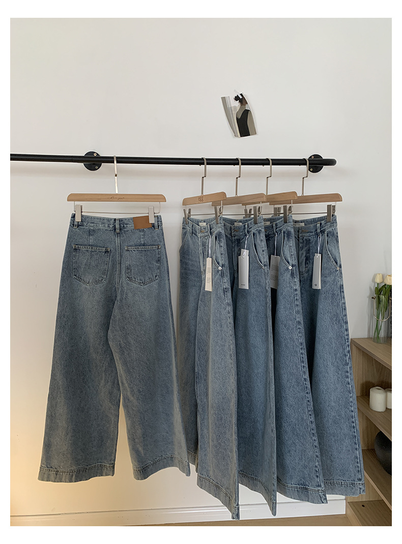 2024年秋季新款韩国东大门简约通勤百搭水洗做旧复古直筒牛仔裤女详情24