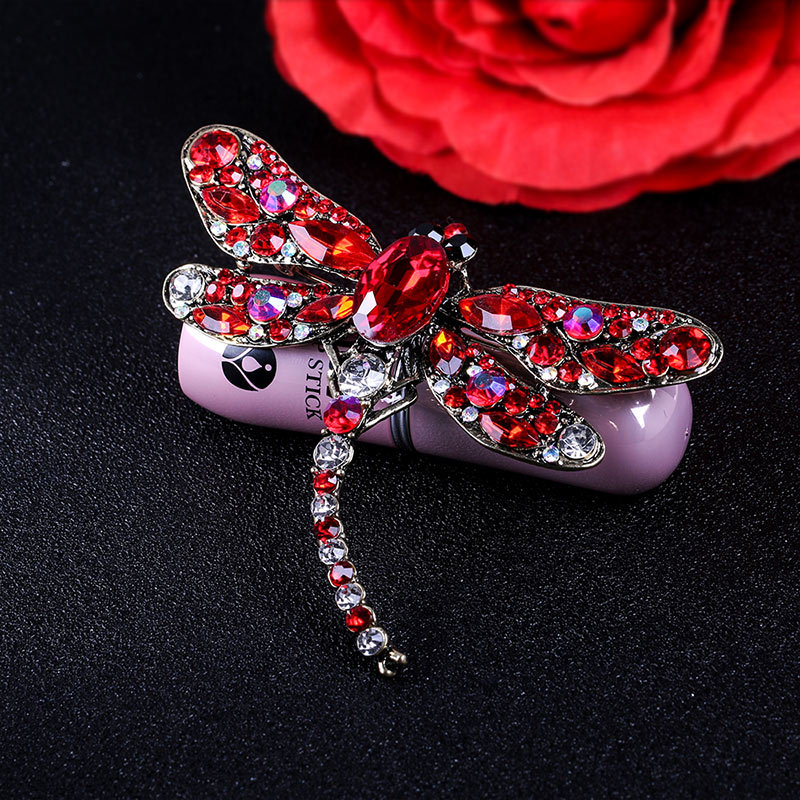 欧美高档水钻蜻蜓胸针 电镀合金复古动物胸花女 服装配饰别针批详情1