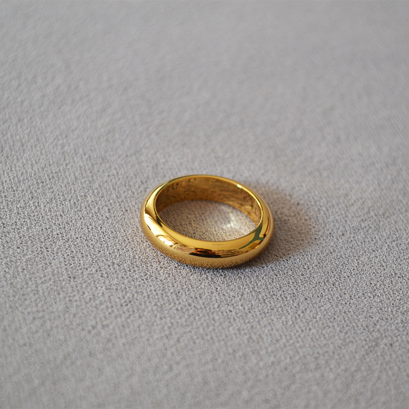 French Celi cold style, simple and fashionable, versatile, layered band, plain surface, aperture, brass gold-plated ring, index finger ring for girls pic 10