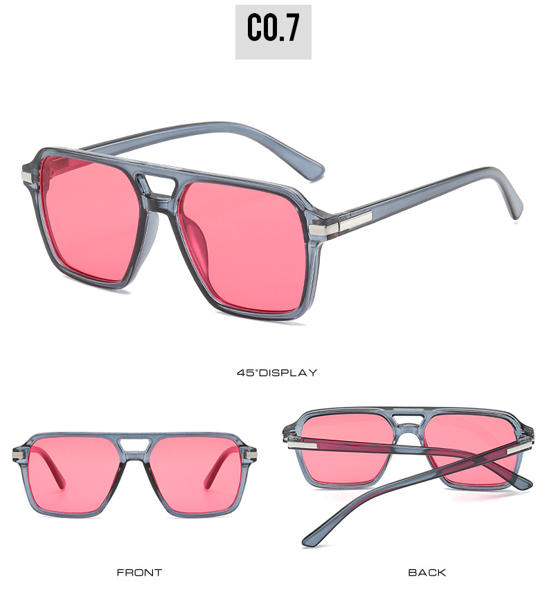 2023新款简约欧美经典外贸方框双梁太阳镜男女士百搭修脸时尚墨镜详情13