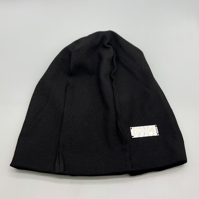 Versión coreana textura pequeña marca de hierro diseño sentido heap heap sombrero de las mujeres primavera otoño empalme gorro perezoso multicolor sombrero frío hombre pic 4