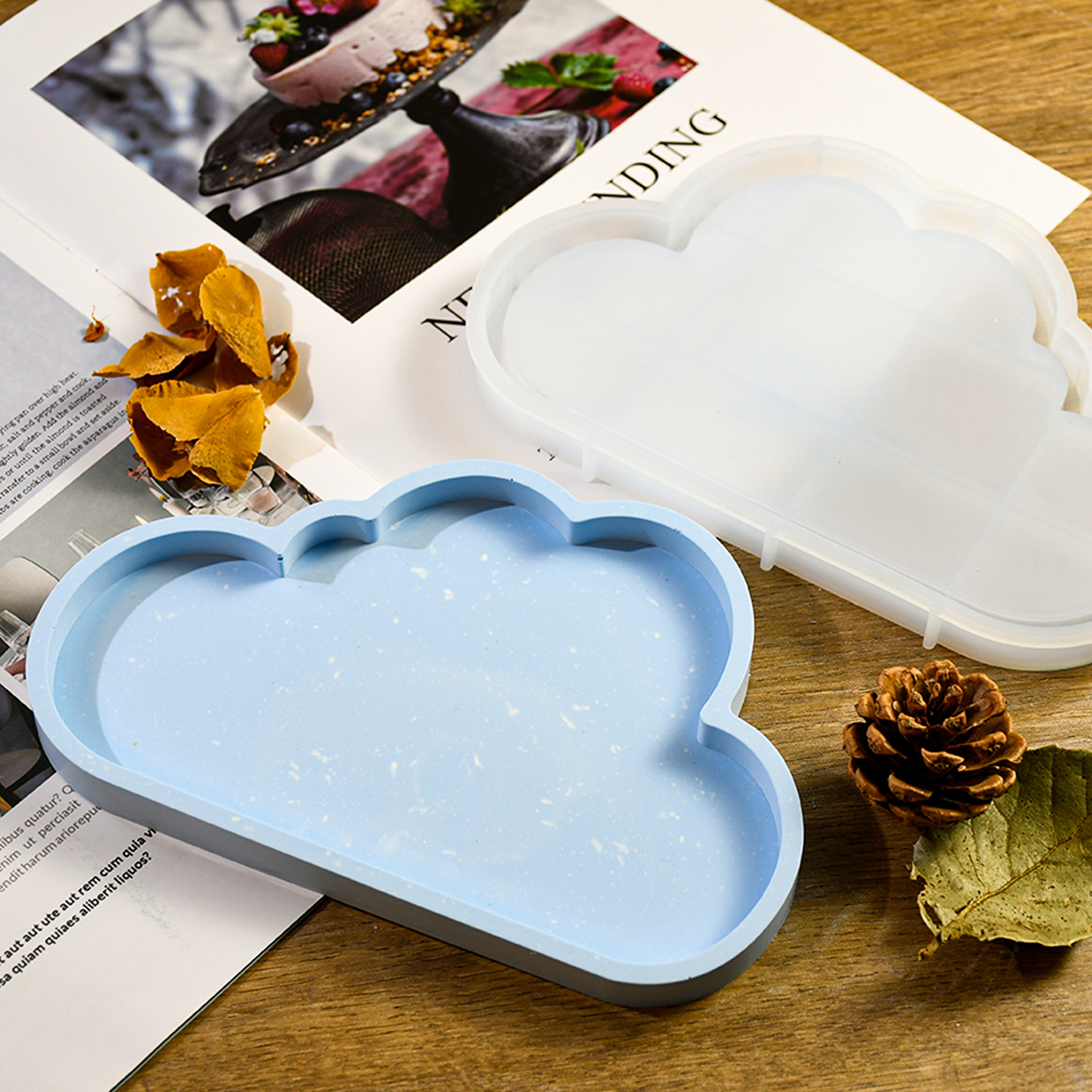 diy水晶滴胶模具镜面云朵碟子硅胶模具家居饰品展示盒详情6