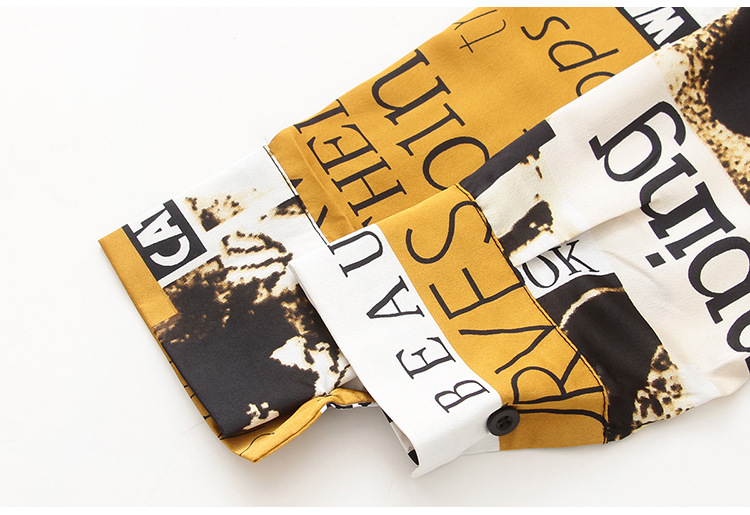 Hong Kong-style printed shirt for women, a niche design, a new 2020 early autumn style, stylish and retro Hong Kong-style chiffon long-sleeved top pic 22