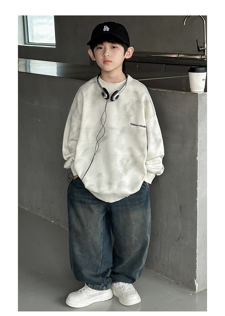男童春装浅白色卫衣春秋款2025春季新款儿童炸街上衣中大童痞帅男详情15