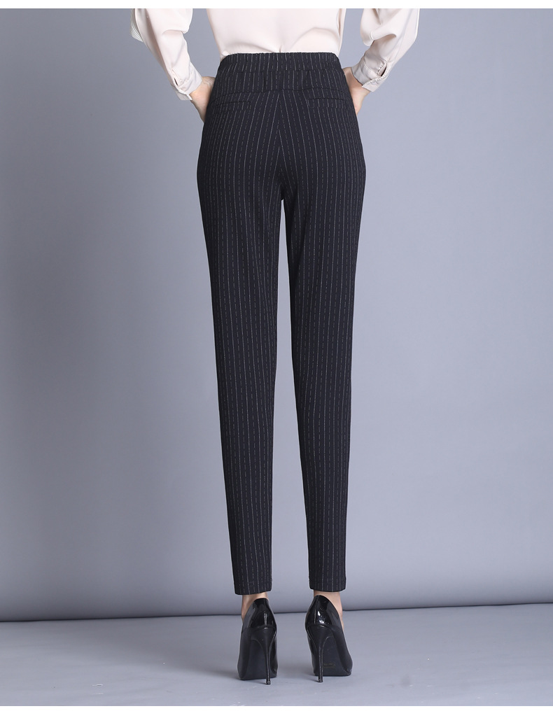 裤子女春夏西装裤女垂坠感高腰新款2023黑色小脚裤弹力女士休闲裤详情21