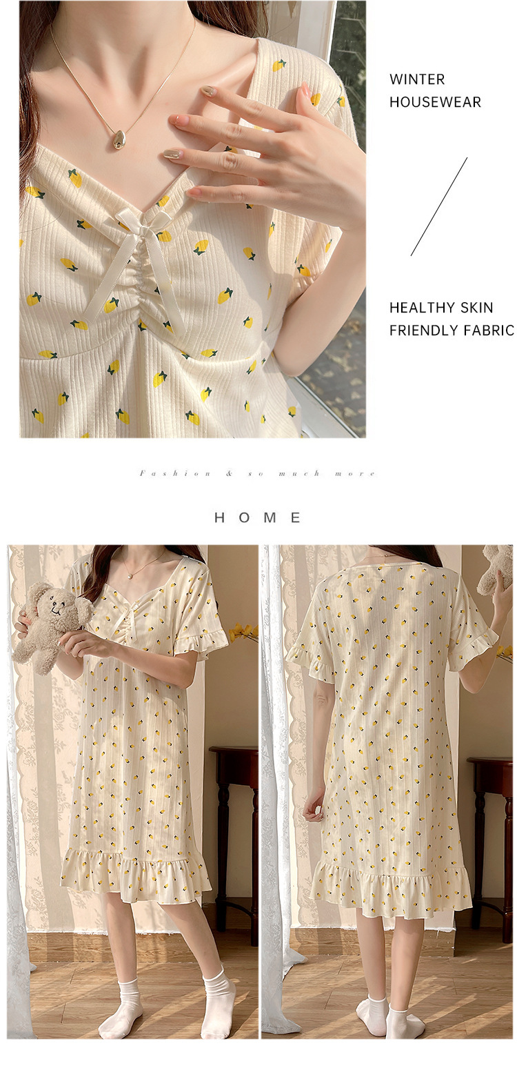 带胸垫睡裙女夏季短袖小清新连衣裙加大加肥大码300斤胖mm家居服详情13