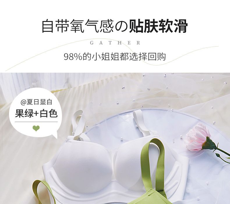 舒适无痕内衣女聚拢小胸无钢圈上托软支撑收副乳女士薄款运动文胸详情5