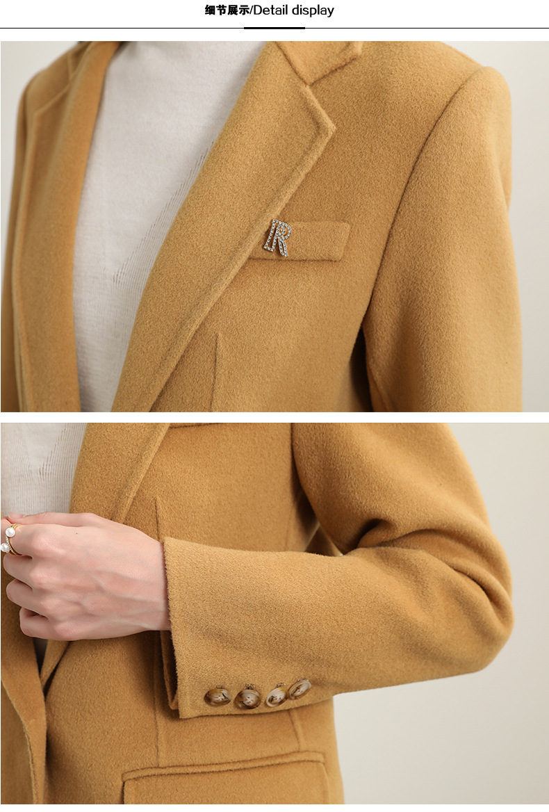 OL style workwear for ladies, waist-cinching and slimming woolen small suit, one-button double-sided woolen suit jacket, European and American style overcoat pic 12