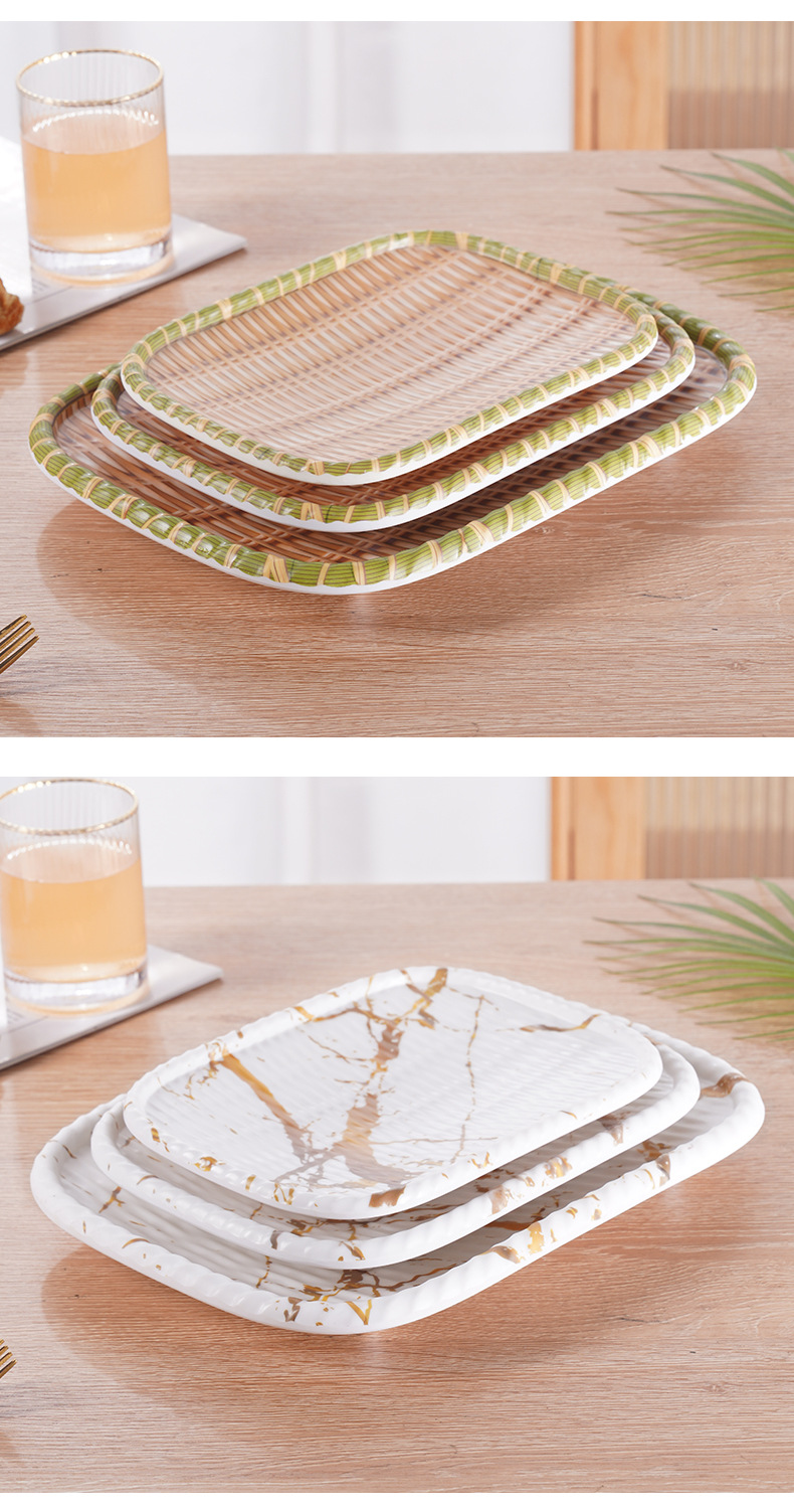 Chenjing Melamine rectangular dried fruit plates, dinner plates, barbecue and hot pot restaurant vegetable plates, melon seed and peanut plates, imitation porcelain pic 23