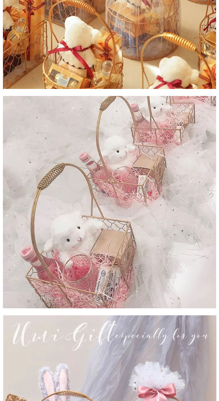 Yuanyang Golden Iron Net souvenir basket, wedding gift basket, Gold wire basket, ironwork baby first birthday and full moon gift box pic 5