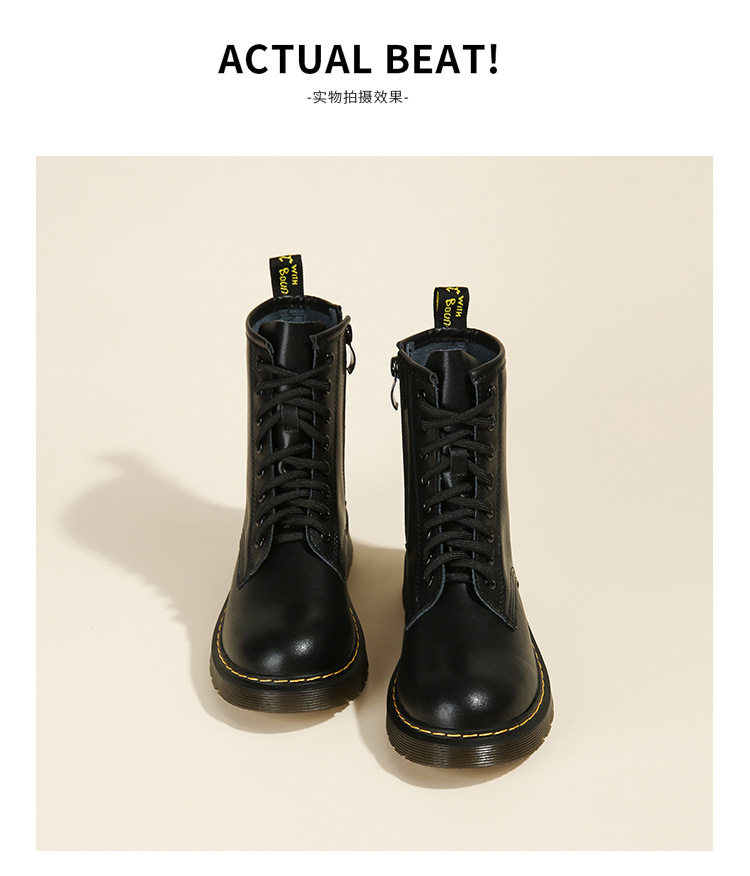 真皮马丁靴女新款秋冬季复古经典英伦风小短靴百搭休闲厚底单靴子详情24