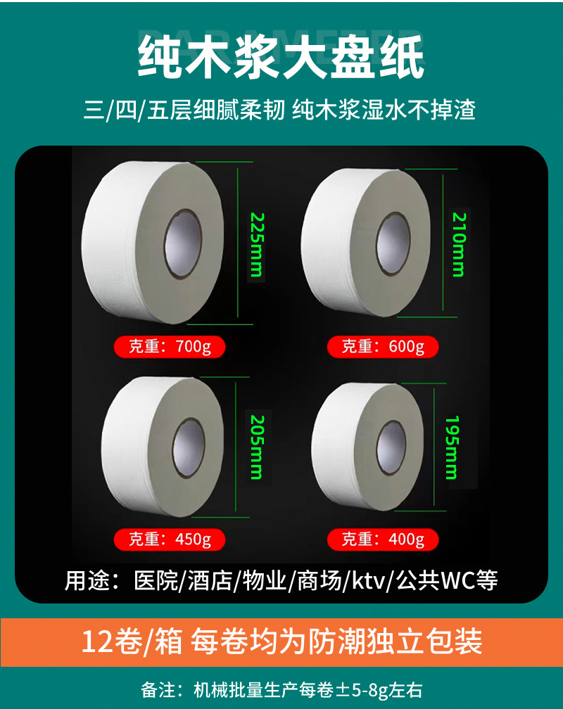 Second/third/fourth/fifth layer large roll toilet paper, hotel large roll paper, whole box batch, public toilet hygiene large roll paper pic 8