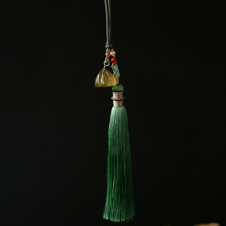 Natural crystal tassels, car hangers, bag hangers, key hangers, yellow crystal lotus pod waist accessories, Hanfu, walking prohibition, cheongsam, lapel pic 11