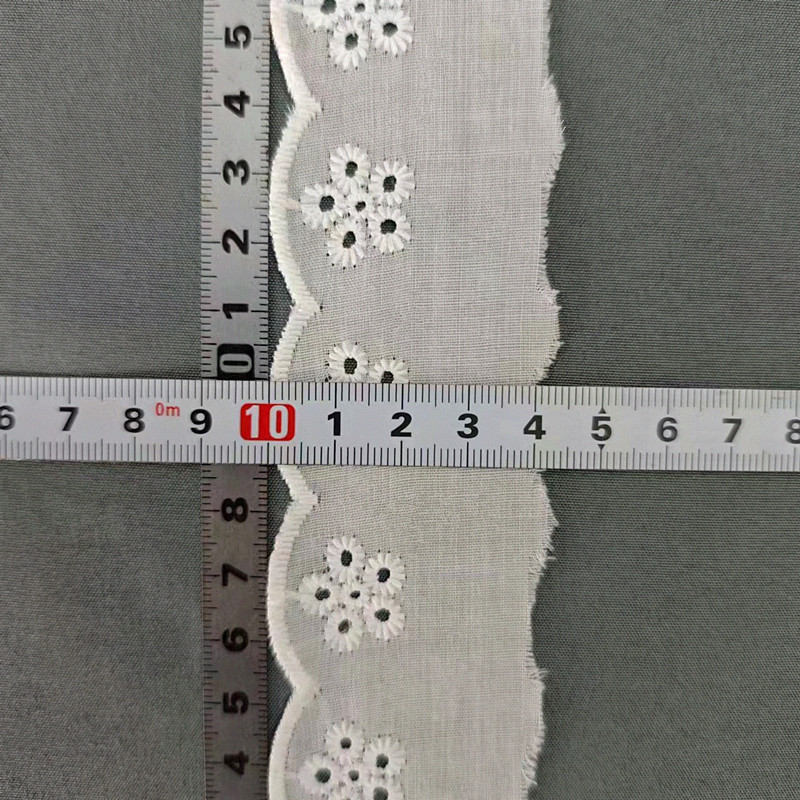 Wholesale of cotton embroidered lace, hollowed-out lace, embroidered skirt hem, clothing accessories, milk silk, perforated, barcode 2.5 pic 6