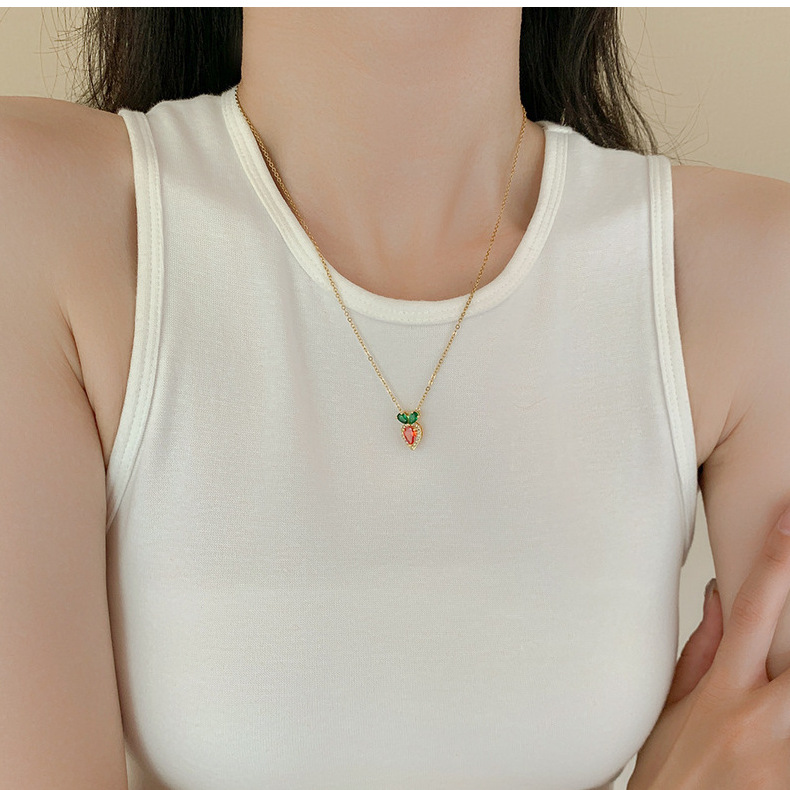 日韩简约流行ins风钛钢项链女小众精致网红锆石锁骨链高级感饰品详情18