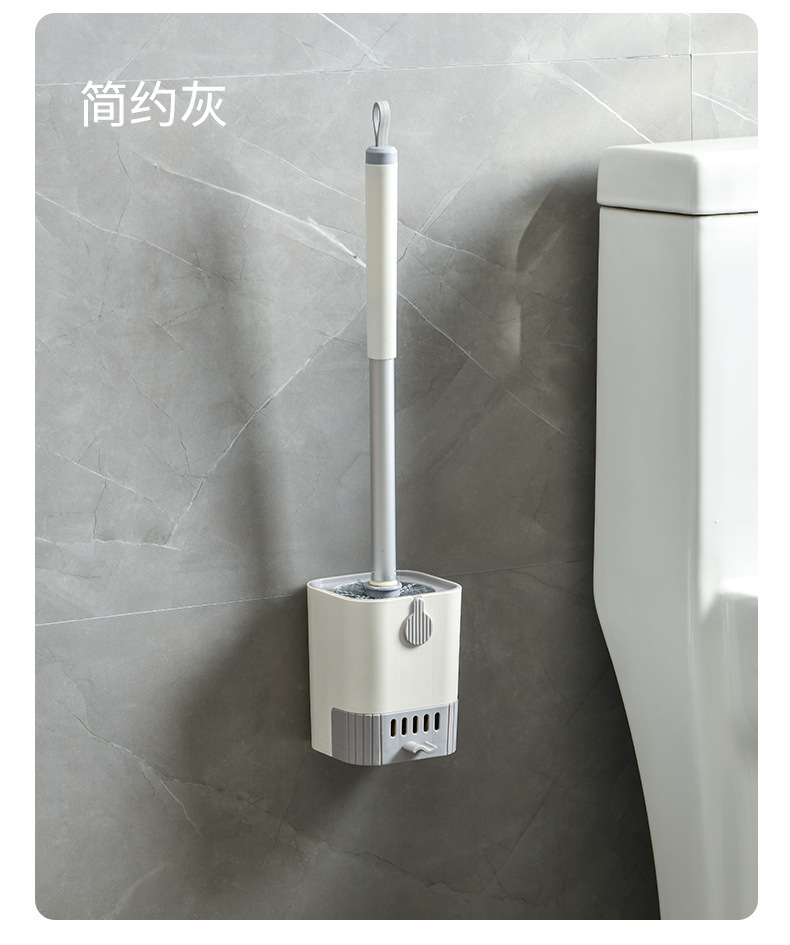 可挂墙式马桶刷无死角洗厕所卫生间家用清洁长柄刷带沥水接盘套装详情17