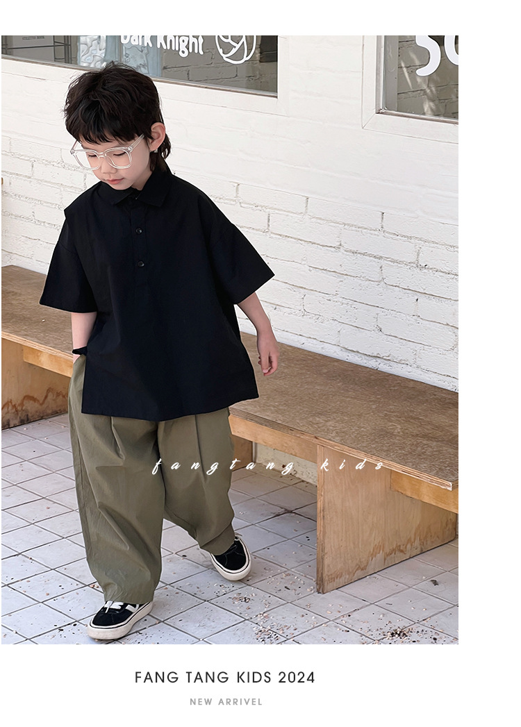 儿童夏装男童短袖白衬衫2024夏季新款衬衣小男孩帅气宽松上衣批发详情16