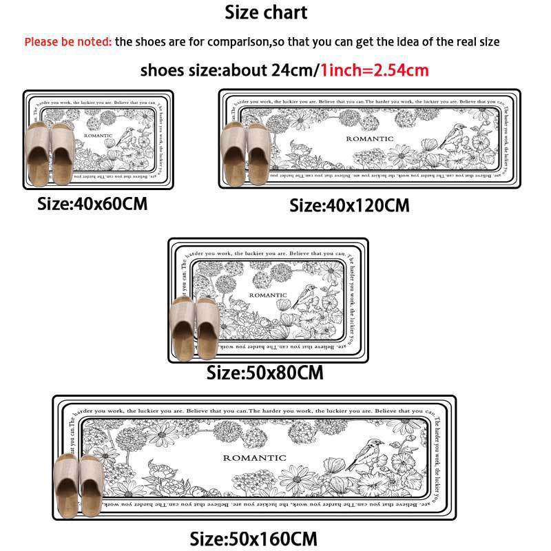 French light luxury leather washable carpet, cut-out for home use, kitchen dirt-resistant floor mat, sketch printed pvc floor mat pic 15