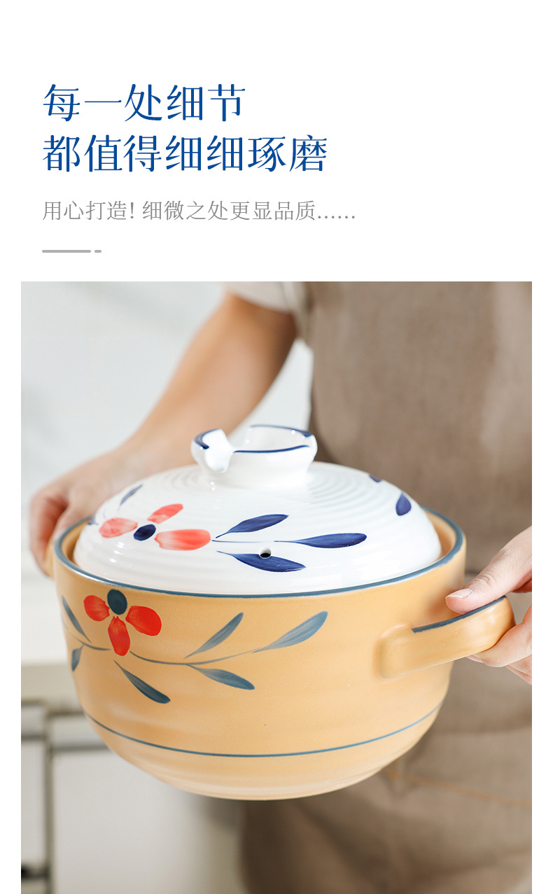 Retro clay pot stew pot for making soup, household open flame high-temperature resistant gas stove, special ceramic Japanese-style clay pot and tile pot pic 11