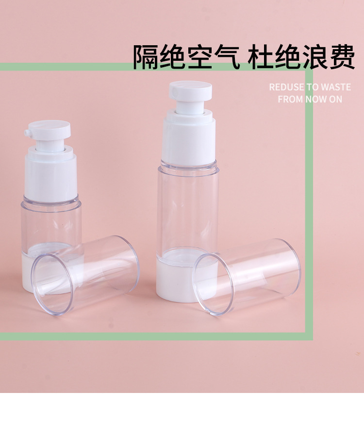 In stock: 15ml-100ml press-dispensed bottles for travel plastic lotion, spray essence, hydrosol, vacuum cosmetic bottles pic 6