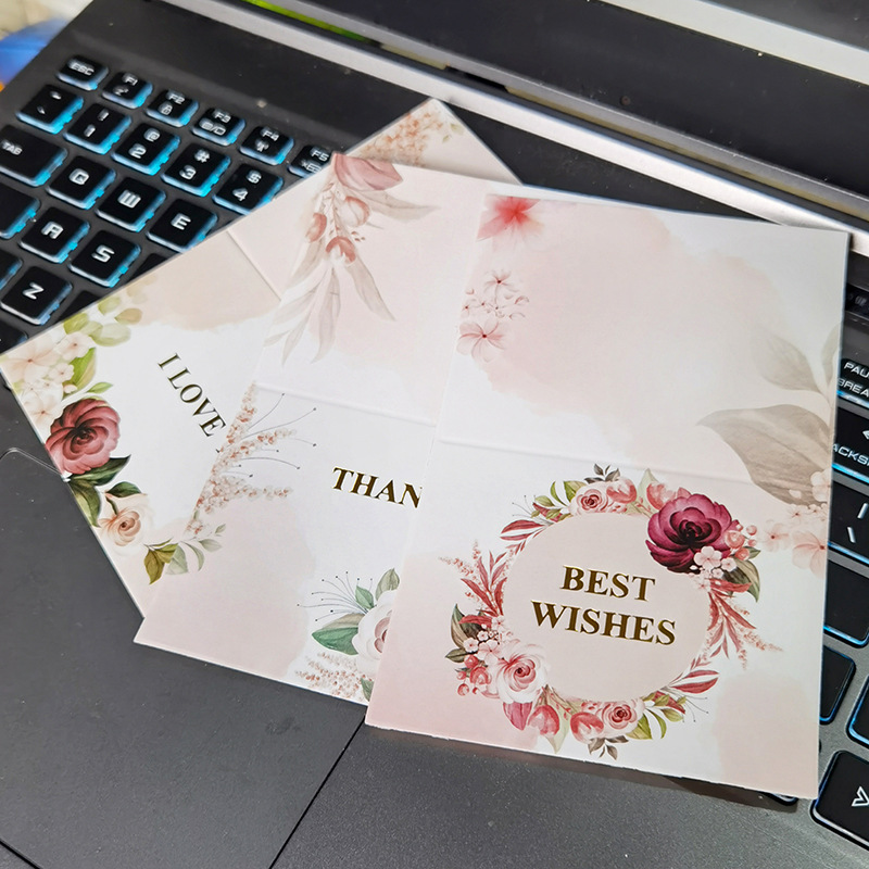 Simple European-style gilded creative thank-you card, baking flower shop birthday folding card, positive review after-sales service card pic 21