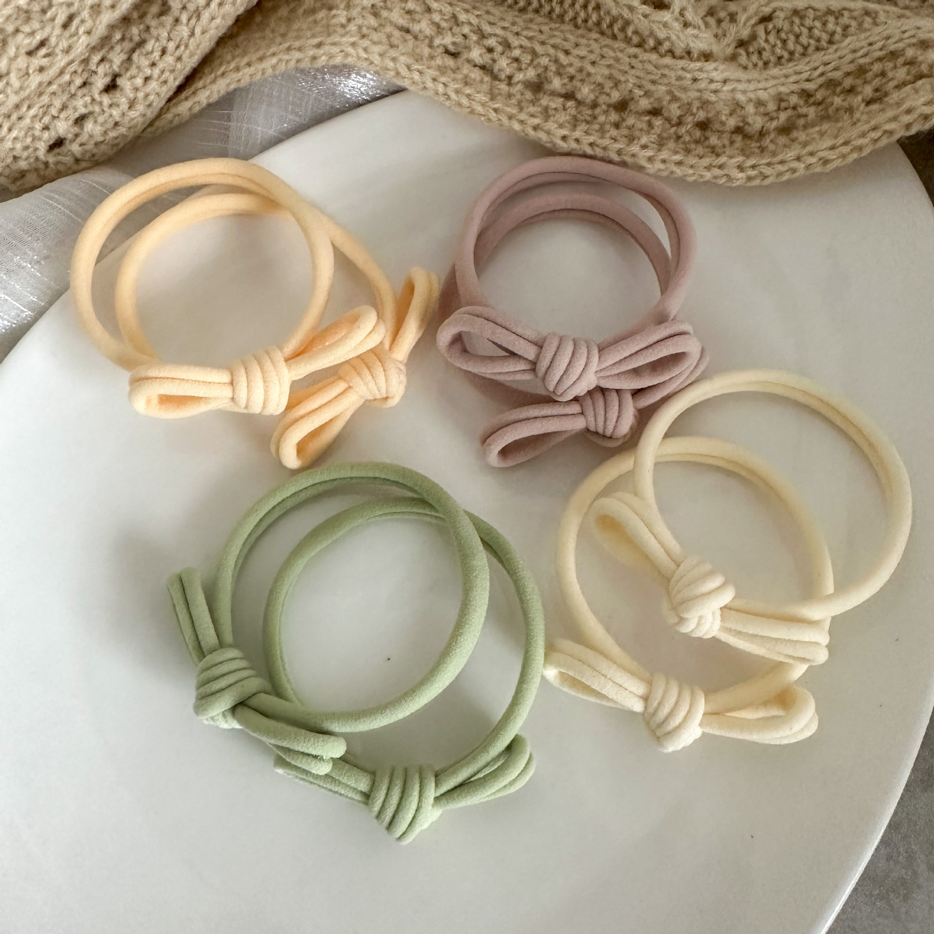 Simple and versatile, soft and highly elastic bow hair ties from Japan and South Korea, popular and durable multi-color hair ties and hair bands pic 10