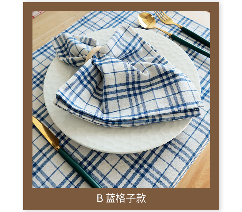 The checkered element is simple and versatile. The cotton and British-style Ziju fabric square napkins, tea napkins and Western napkins pic 5