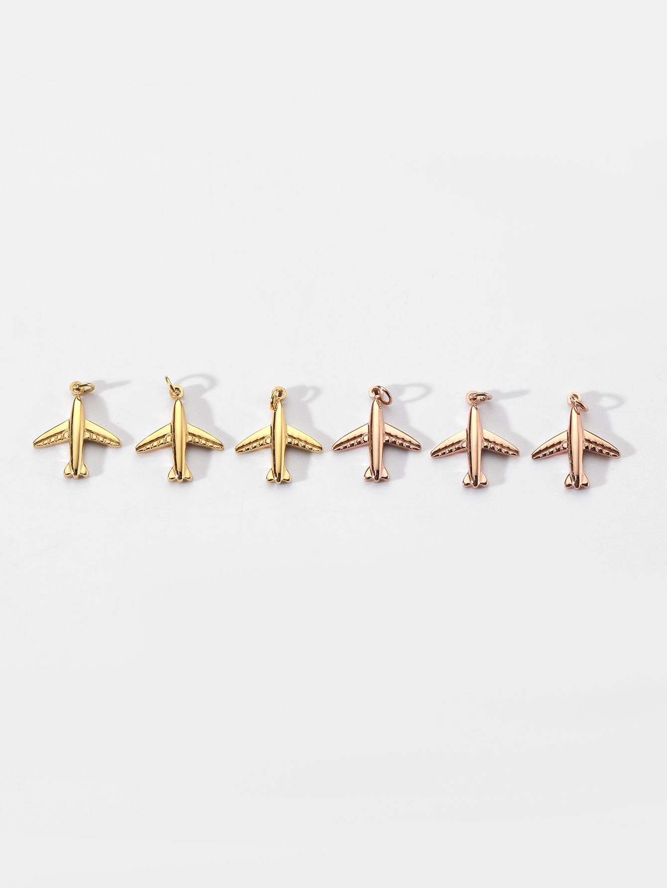Gold-plated airplane stainless steel rose gold cute cartoon version pendant diy handmade jewelry bracelet necklace earrings matching pic 8