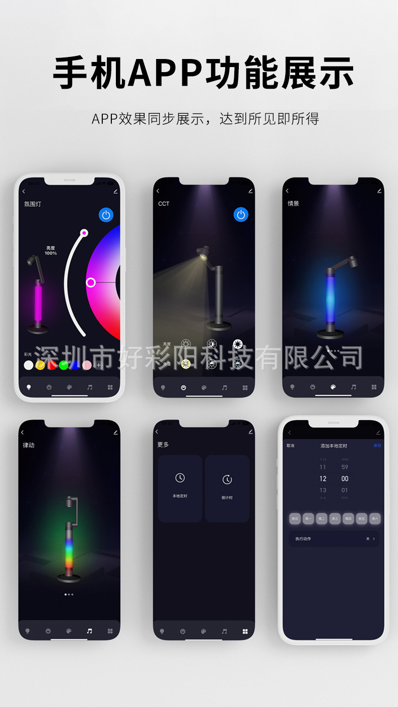 APP智能氛围台灯桌面阅读灯智能涂鸦WiFi床头小夜灯可旋转氛围灯详情8