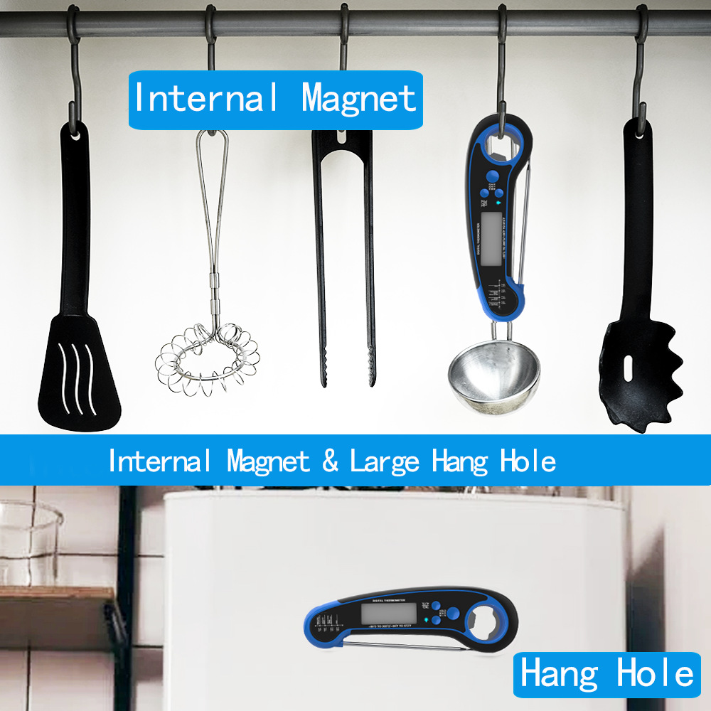 Cross-border high-temperature resistant food thermometer, kitchen oven thermometer, folding electronic folding waterproof barbecue thermometer pic 7