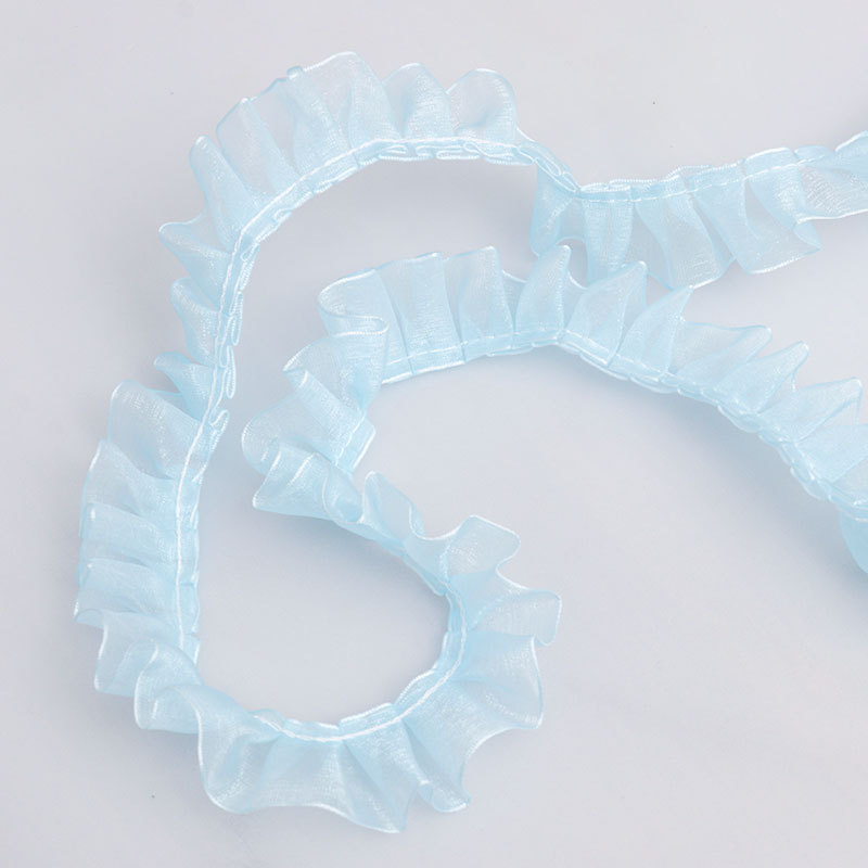 2.5cm transparent chiffon lace trim, DIY skirt hem, pet accessory, pleated lace wholesale pic 7